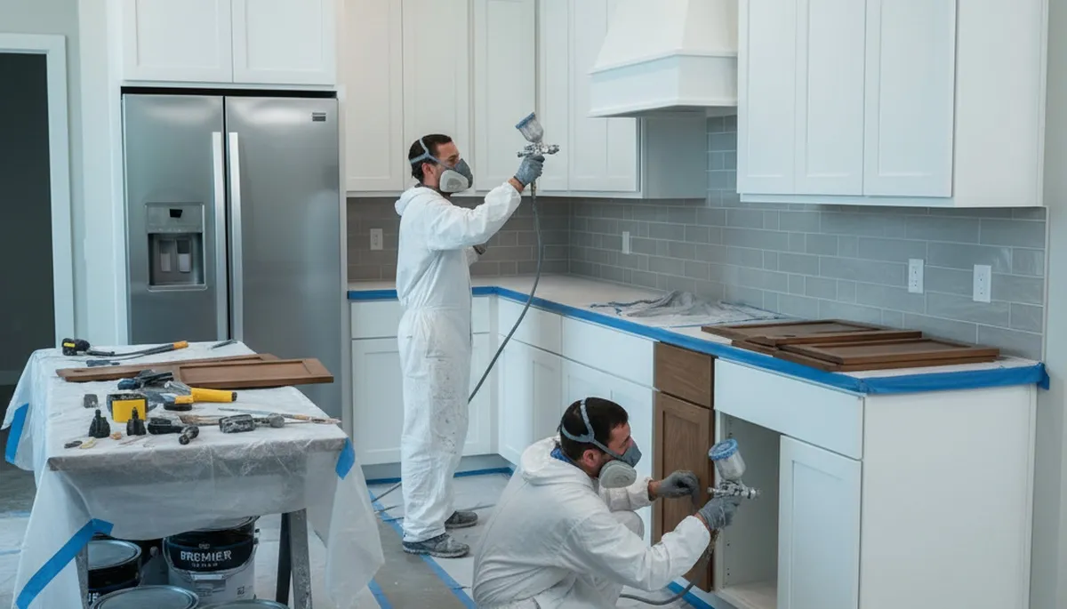Professional cabinet painting in San Mateo, CA kitchen by expert house painters