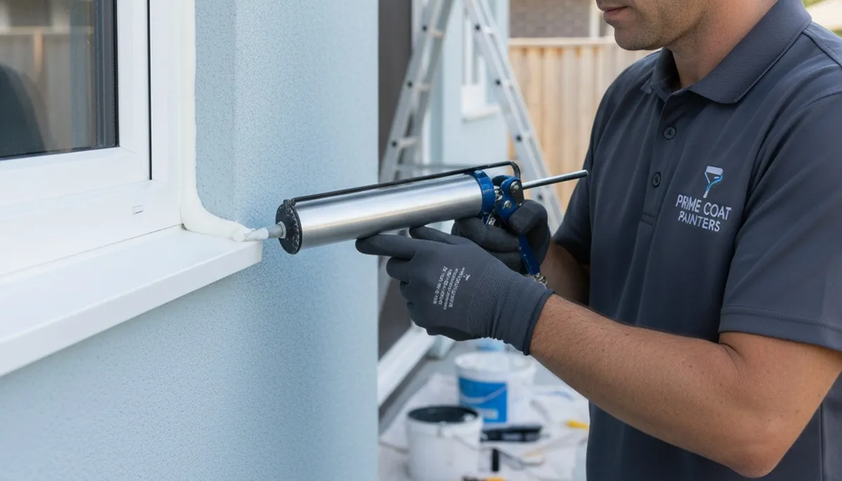 Professional caulking and sealing on San Mateo, CA home exterior by expert house painters
