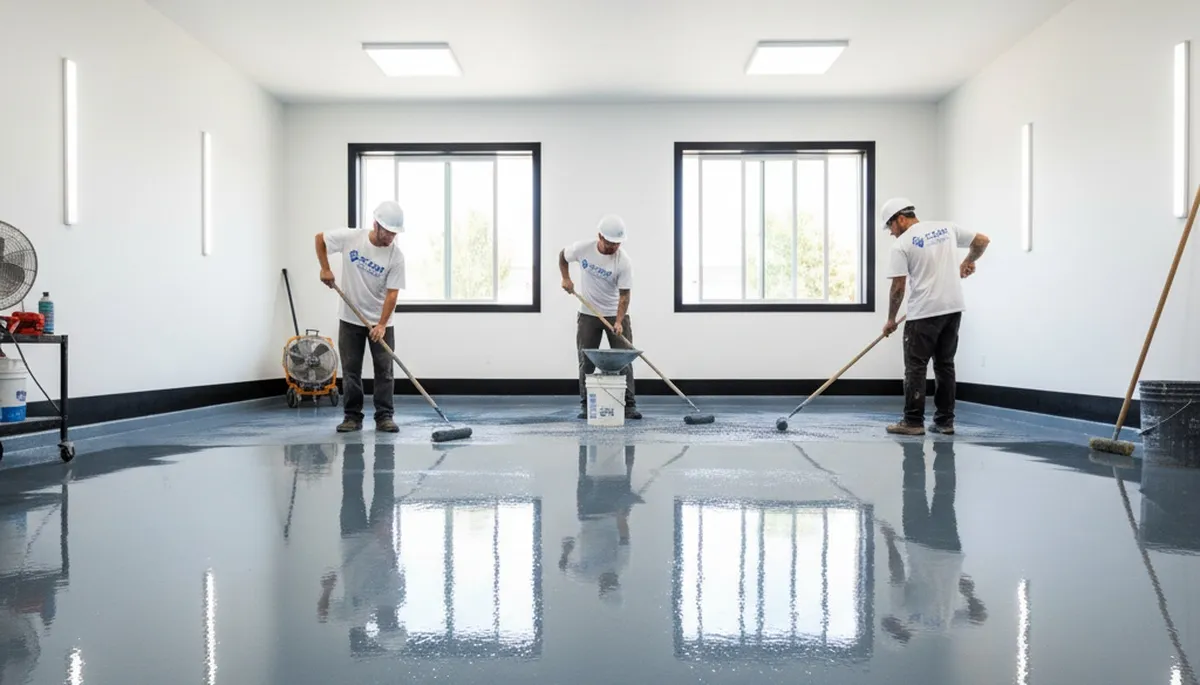 Professional epoxy garage floor coating in San Mateo, CA with durable glossy finish